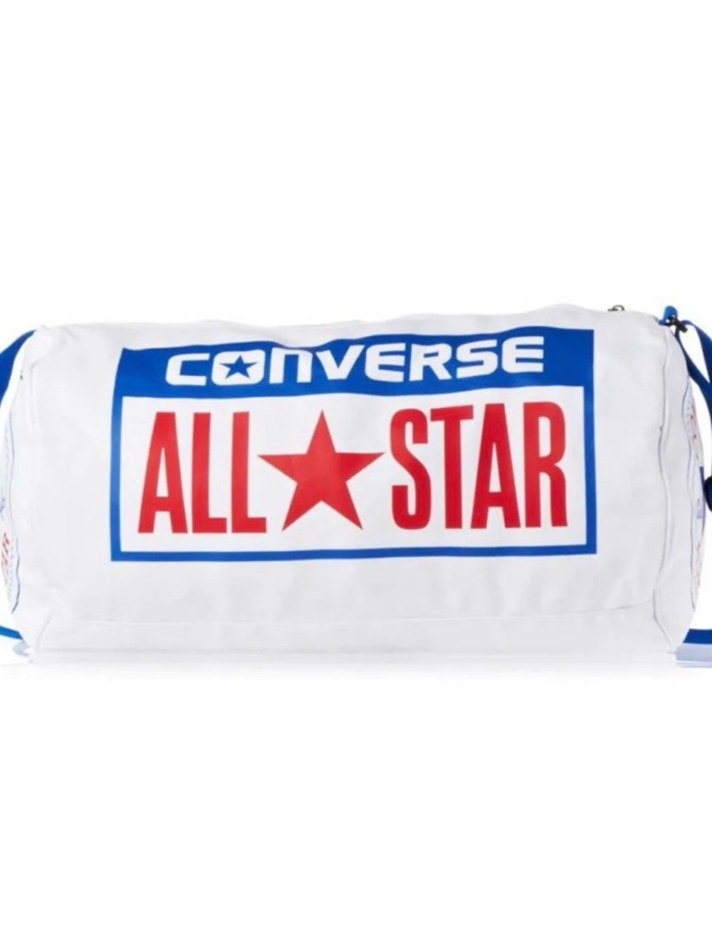 Converse White Canvas Barrel Duffel with Blue Strap and Red Logo - Picture 4 of 10
